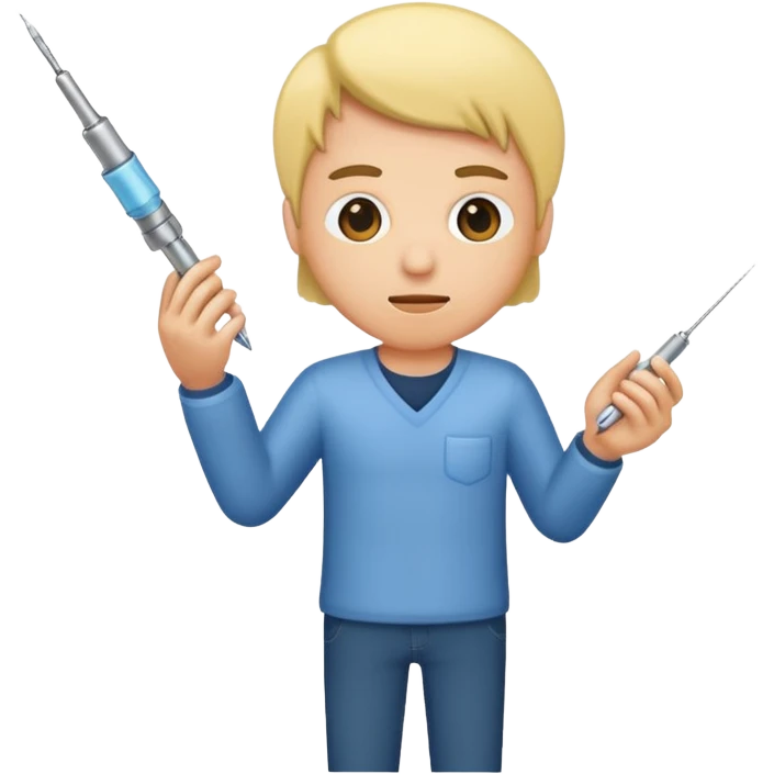 Man shooting up with needle emoji