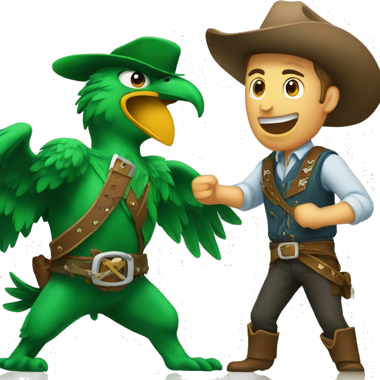 Green eagle fighting a cowboy  emoji