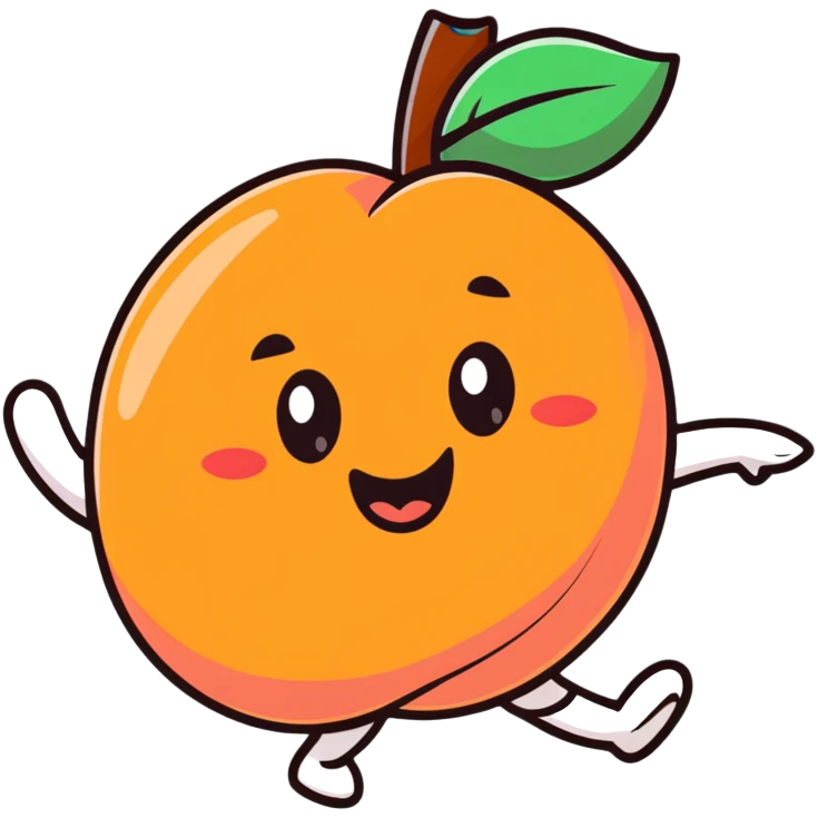 happy peach fruit character dancing emoji