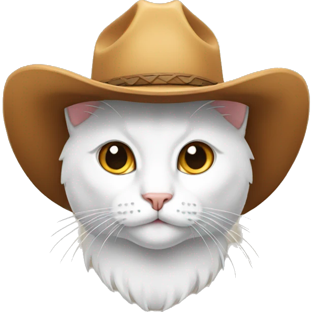 a white cat with a cowboy hat emoji