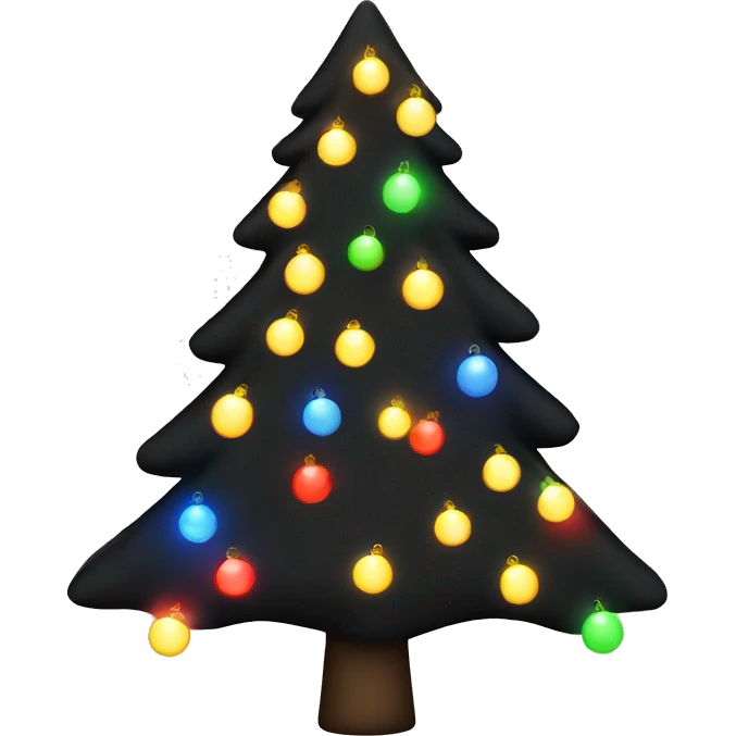 Black Christmastree with lights emoji