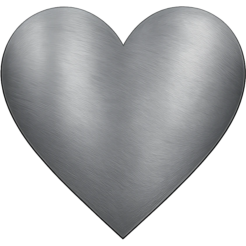 heart with a brushed steel texture, digital illustration, no background emoji