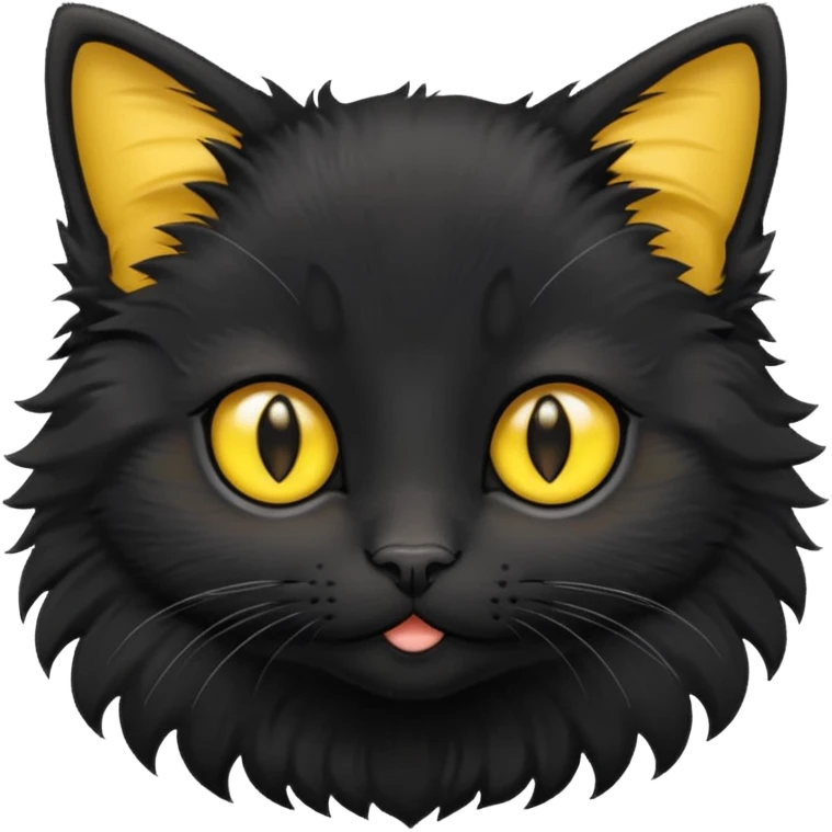 A photo-realistic digital illustration of an adorable black kitten emoji
