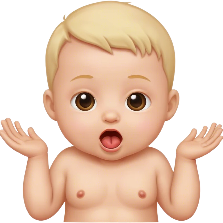 Baby with tiny hands coming out of its mouth. emoji