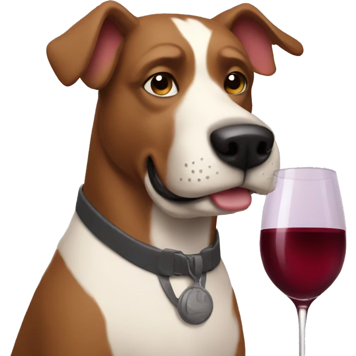 Dog-man hybrid sipping wine emoji