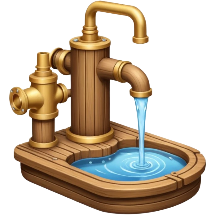 Ghibli style water pump with water pouring out of it emoji