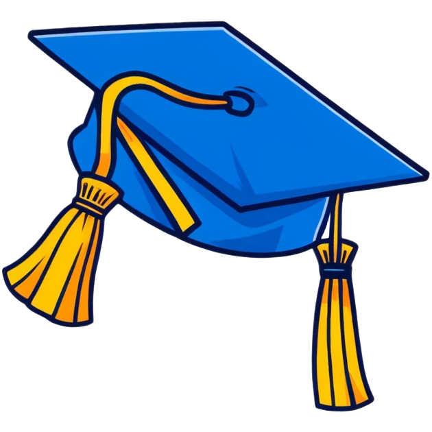 blue graduation cap with yellow tassel emoji