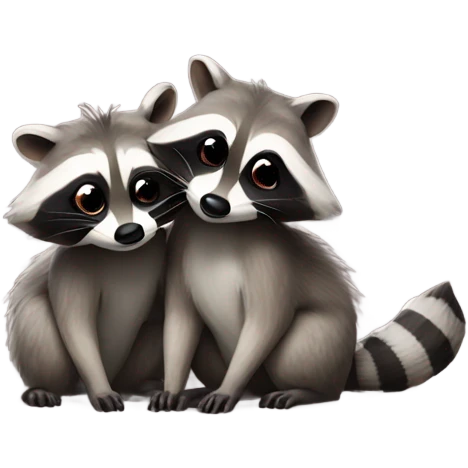 two raccoons kissing emoji
