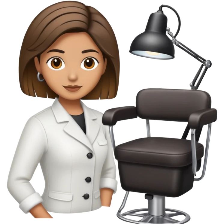 Hispanic hairstylist behind styling chair emoji