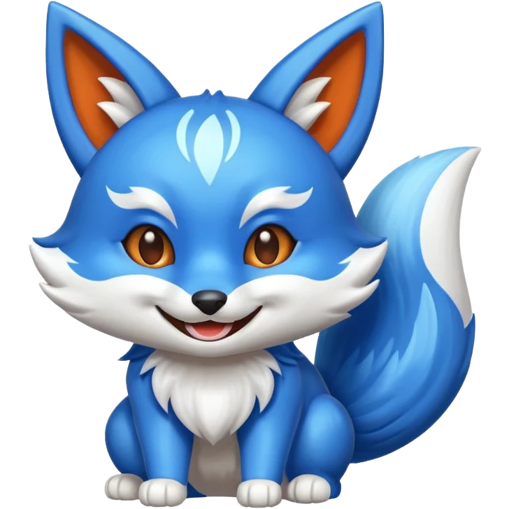Make a blue kitsune happy emoji