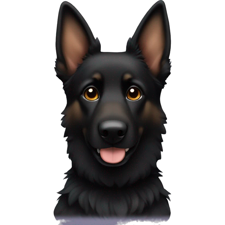 black fluffy german shepherd with a little bit of brown on the cheeks and one ear floppy emoji