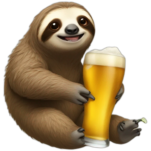 Sloth drinking beer while riding a caterpillar emoji