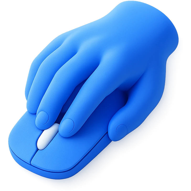 a hand clicking a mouse, realistic 3D style emoji