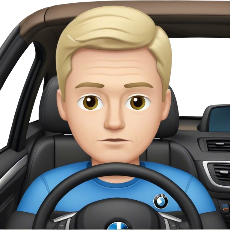 white guy sitting in bmw car with one eyebrow raised  emoji