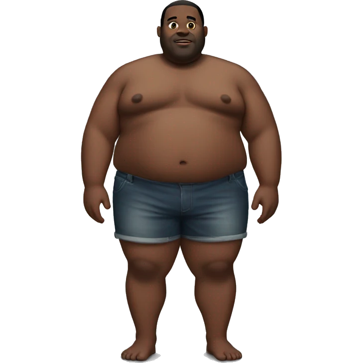 fat black man no shirt emoji