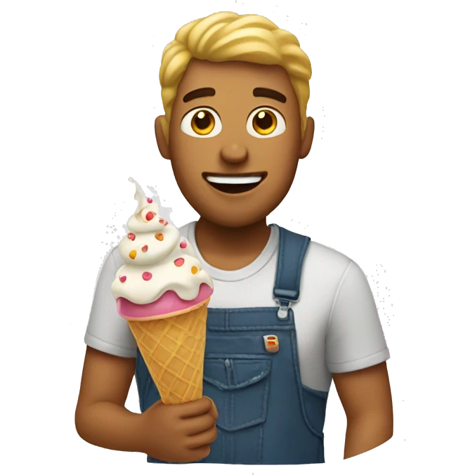 A guy eating ice cream emoji