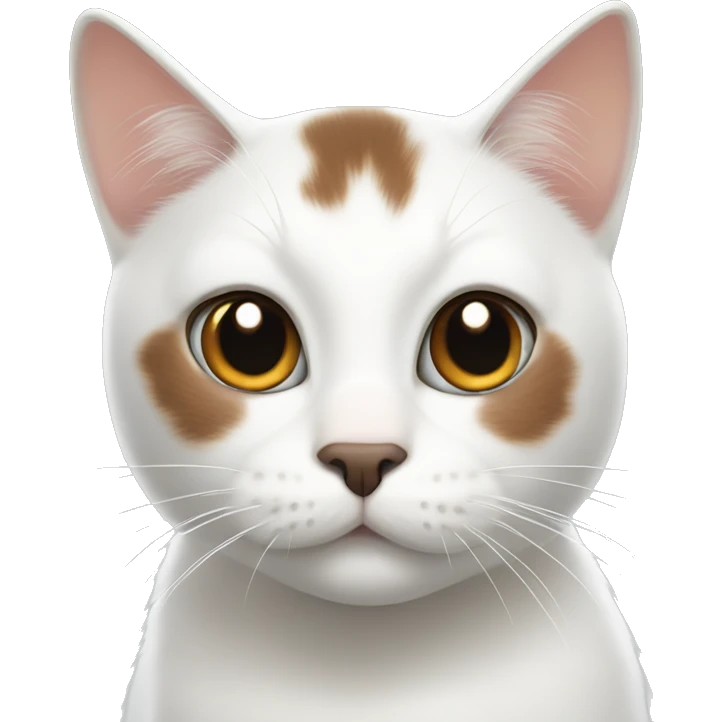 White cat with brown and black spot on head emoji