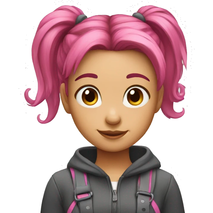 Girl with pink hairs pony tail emoji