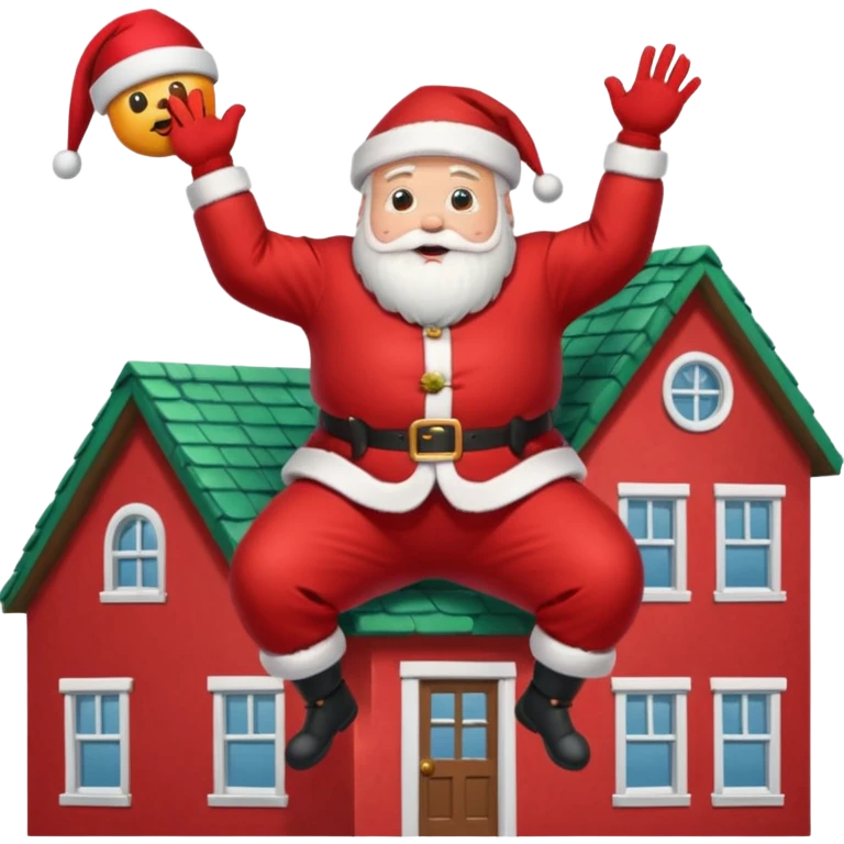 Santa falling off house emoji
