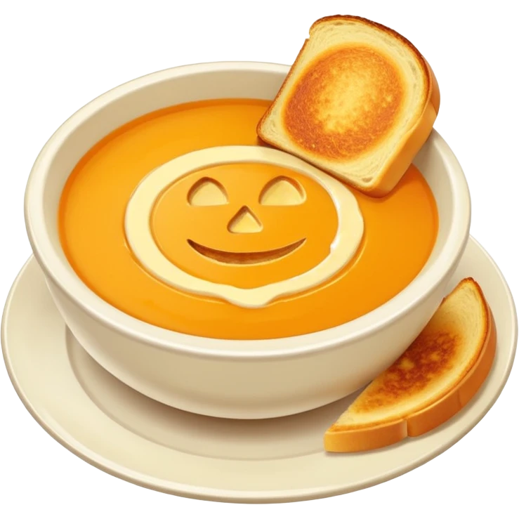 pumpkin soup with sliced grilled cheese on the side emoji