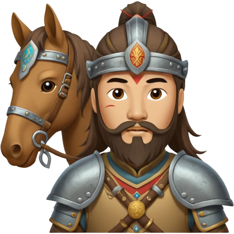 horse face, mogolian ancient army with small knife emoji
