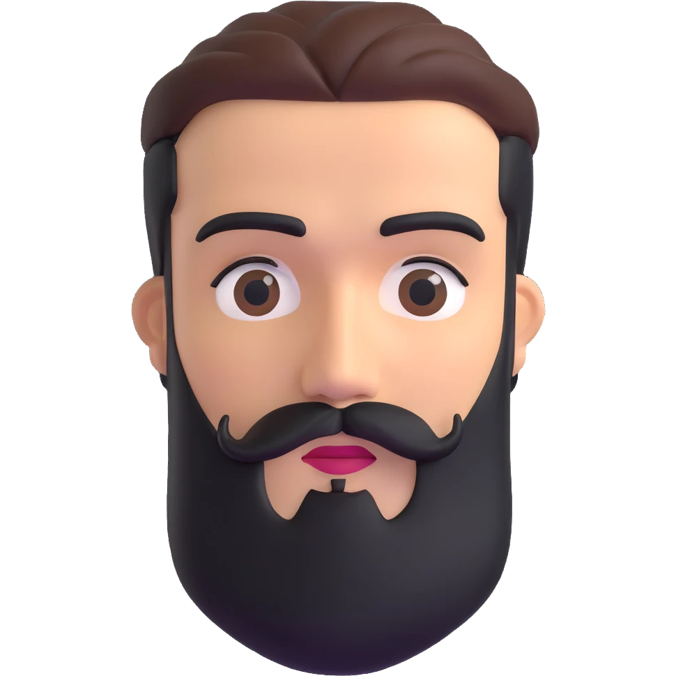 3d male character with moderate beard and unibrow emoji