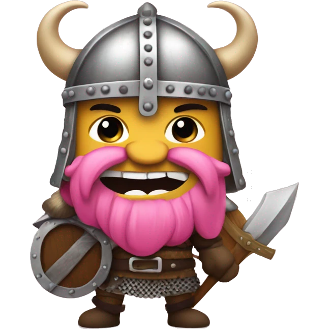 funny viking with metal viking helmet, with a pink tutu emoji