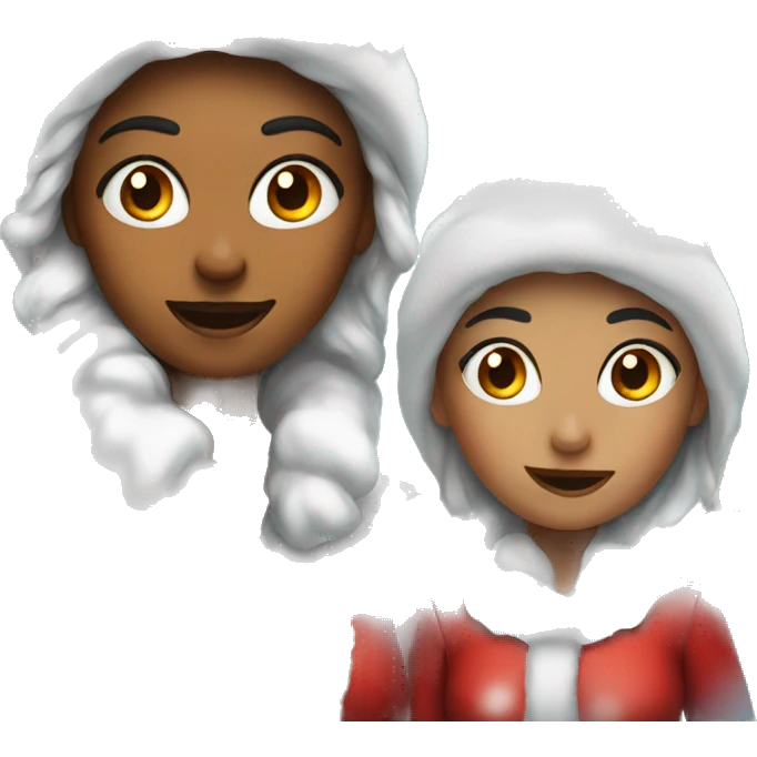Santa girl and snow emoji