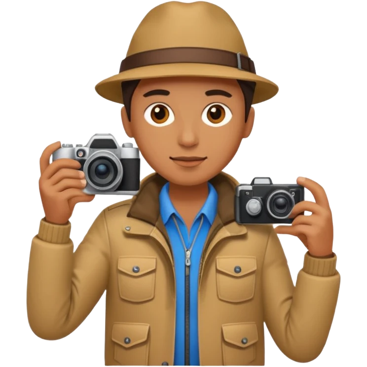 a tourist in europe holding a camera not wearing khaki emoji