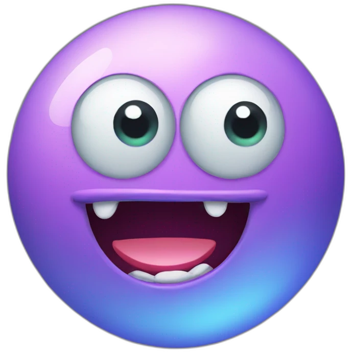 3d sphere with a cartoon Slime skin texture with big kind eyes emoji