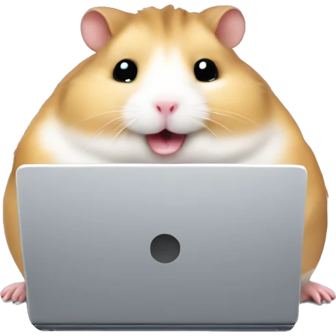 chubby hamster working on a laptop emoji