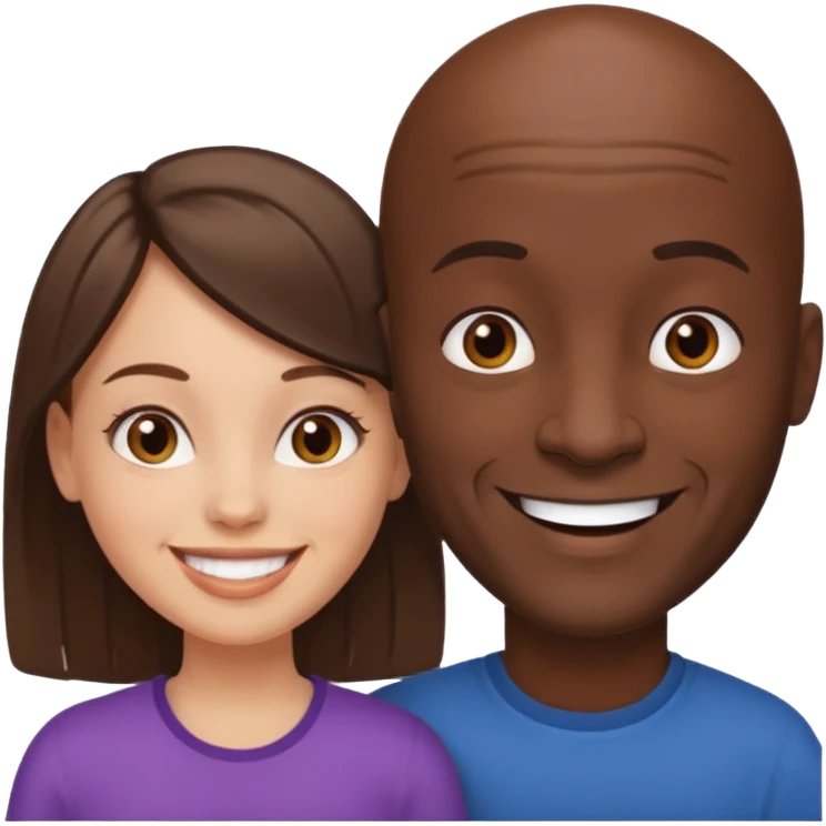 Black bald guy white girl brown hair emoji