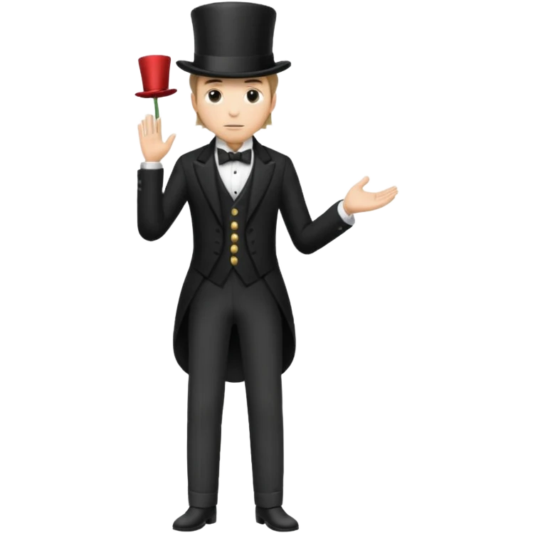 Classic 1800s man in formal attire and top hat, full body, standing, facing away emoji