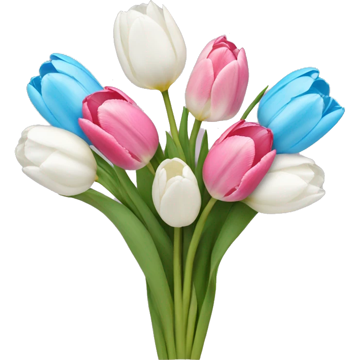 Light blue and pink and white tulips in a bouquet emoji