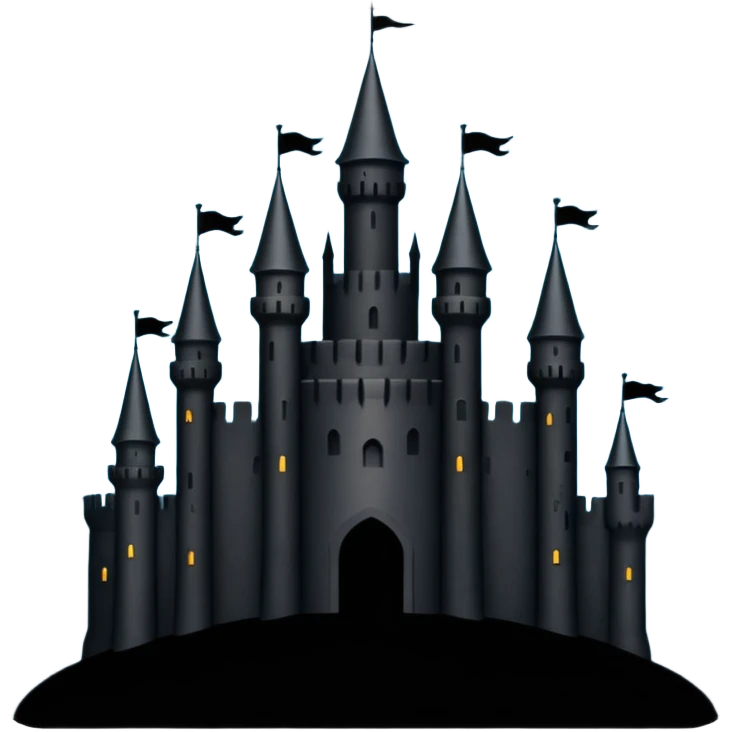 iOS emoji, minimal dark fantasy, black castle silhouette, flat emoji