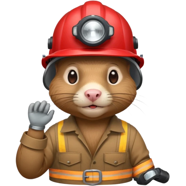 a mole rat, red helmet, headlamp, worker cloth emoji