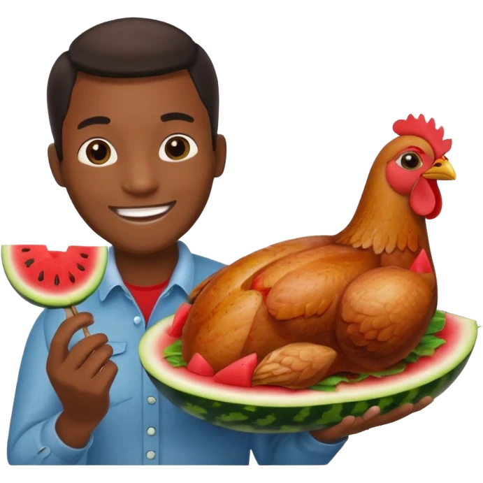 Black person with chicken and watermelon emoji