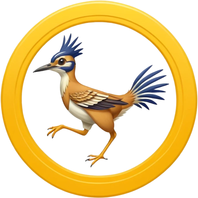 yellow roadrunner . feet are circled by a white line spinning in a circle to indicate running fast. emoji