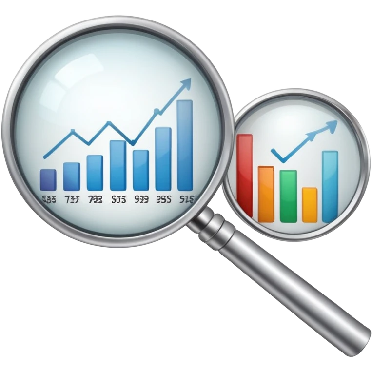 magnifying glass examining price charts and graphs emoji