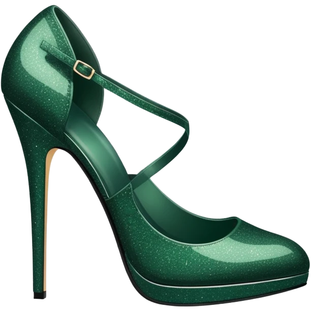 Beautiful and elegant glittery high heel dark green shoes  emoji