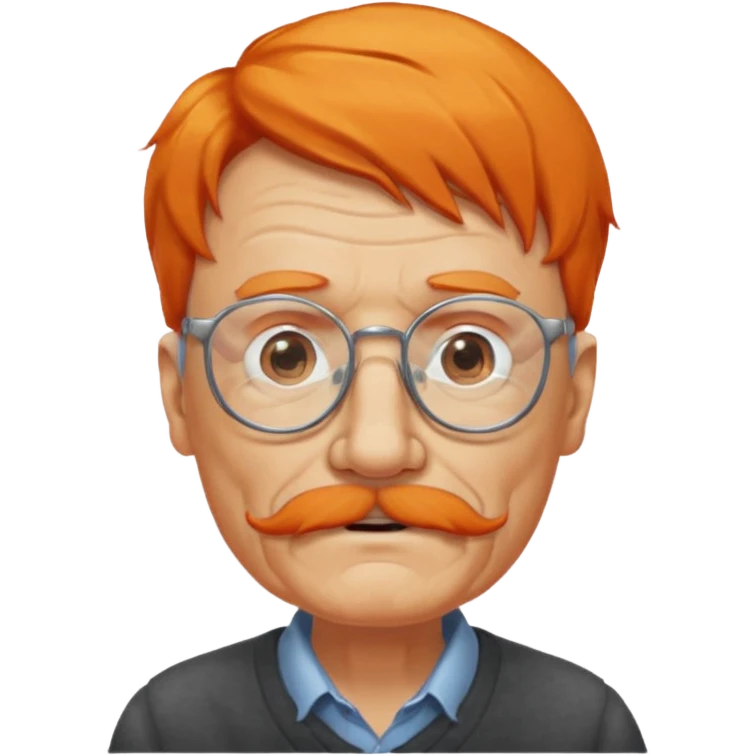 old man, orange hair, white mustache, wearing glasses emoji