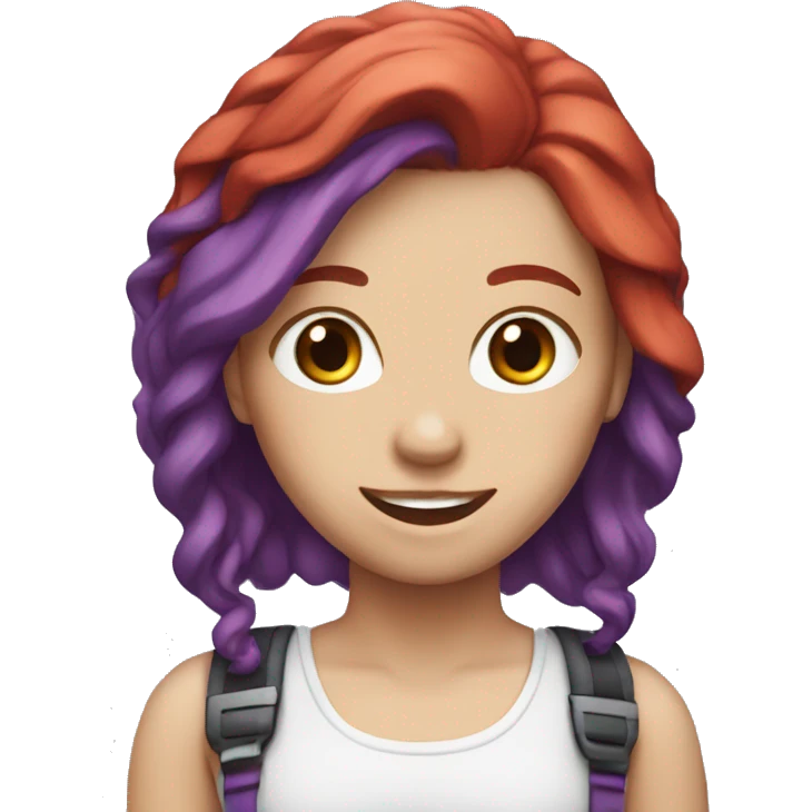 White Girl with red/purple hair and braces emoji