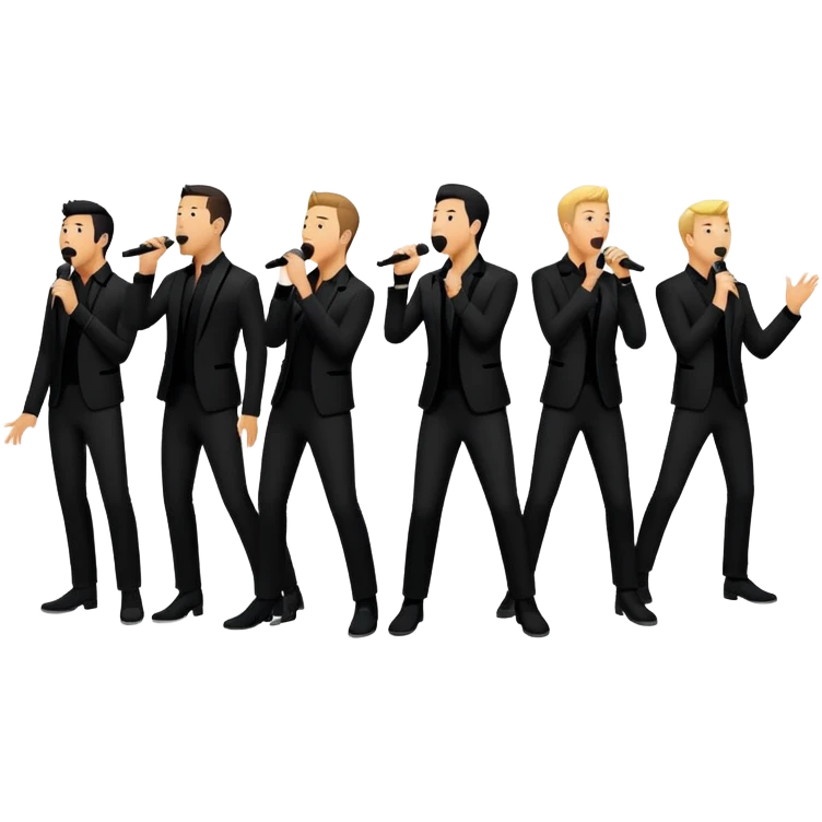 Five silhouettes of singing guys for 'I Want It That Way' by Backstreet Boys emoji