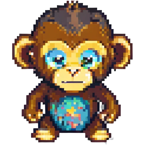 pixel art monkey, simple and expressive emoji