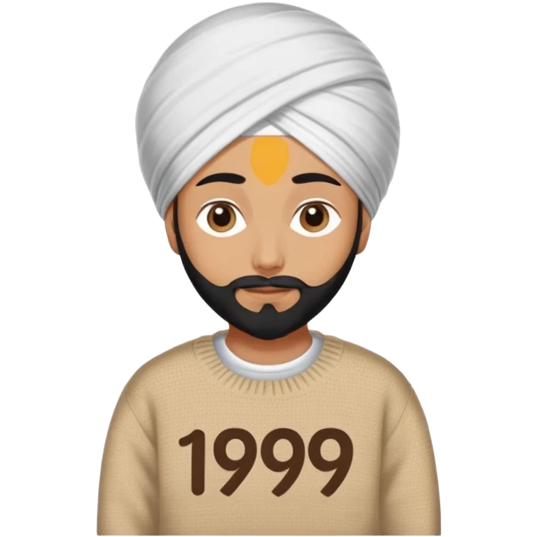 Sikh wearing sweater with 19 written on  emoji