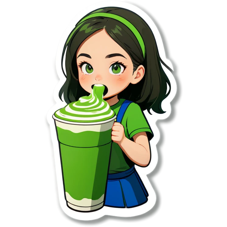 Me drinking a matcha latte emoji