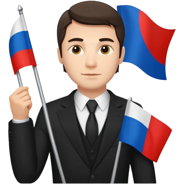Russian man in a suit with a flag emoji