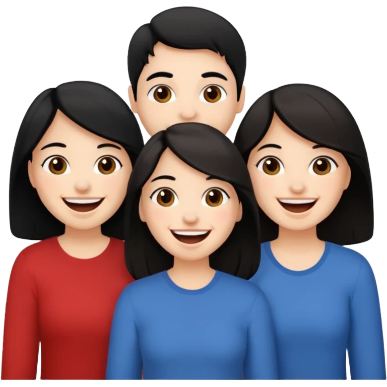 3 friends having fun, one with black hair, 2 with brown hair  emoji