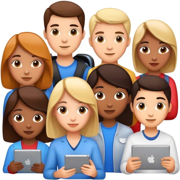 Students studying multimedia communications emoji