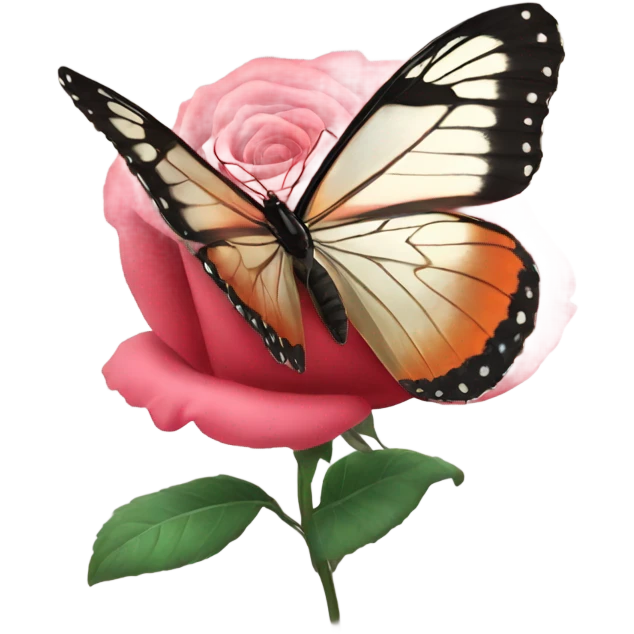 Butterfly landing on rose  emoji